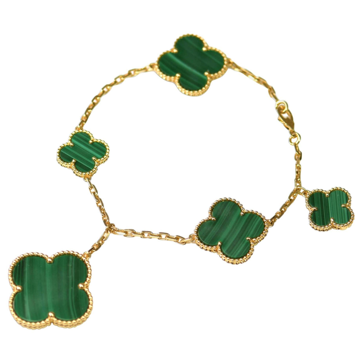 [Renovia Jewelry]MAGIC CLOVER MALACHITE GOLD BRACELET 5 MOTIFS