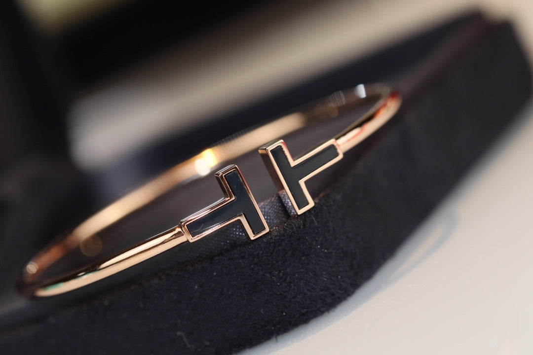 [Renovia Jewelry]T BRACELET 1.8MM ONYX PINK GOLD