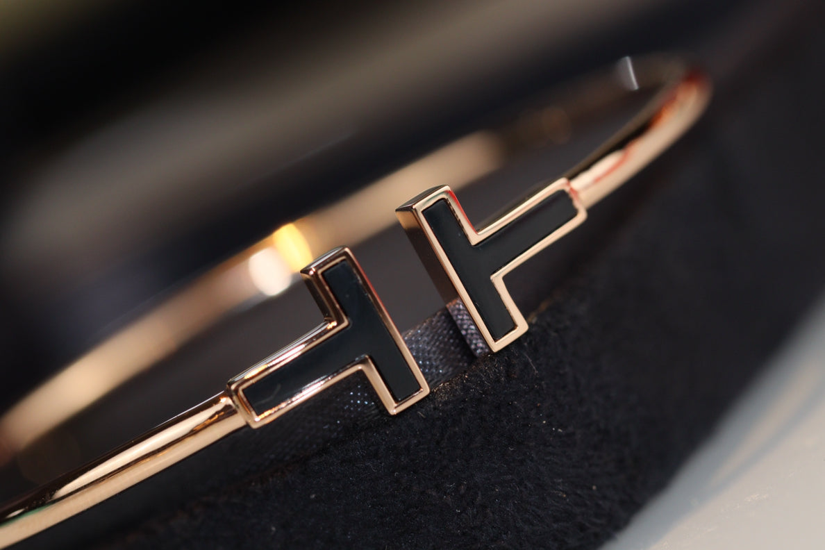 [Renovia Jewelry]T BRACELET 1.8MM ONYX PINK GOLD