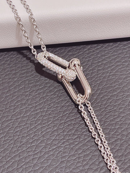 [Renovia Jewelry]HARDWEAR DOUBLE LINK PEDANT SILVER DIAMOND NECKLACE