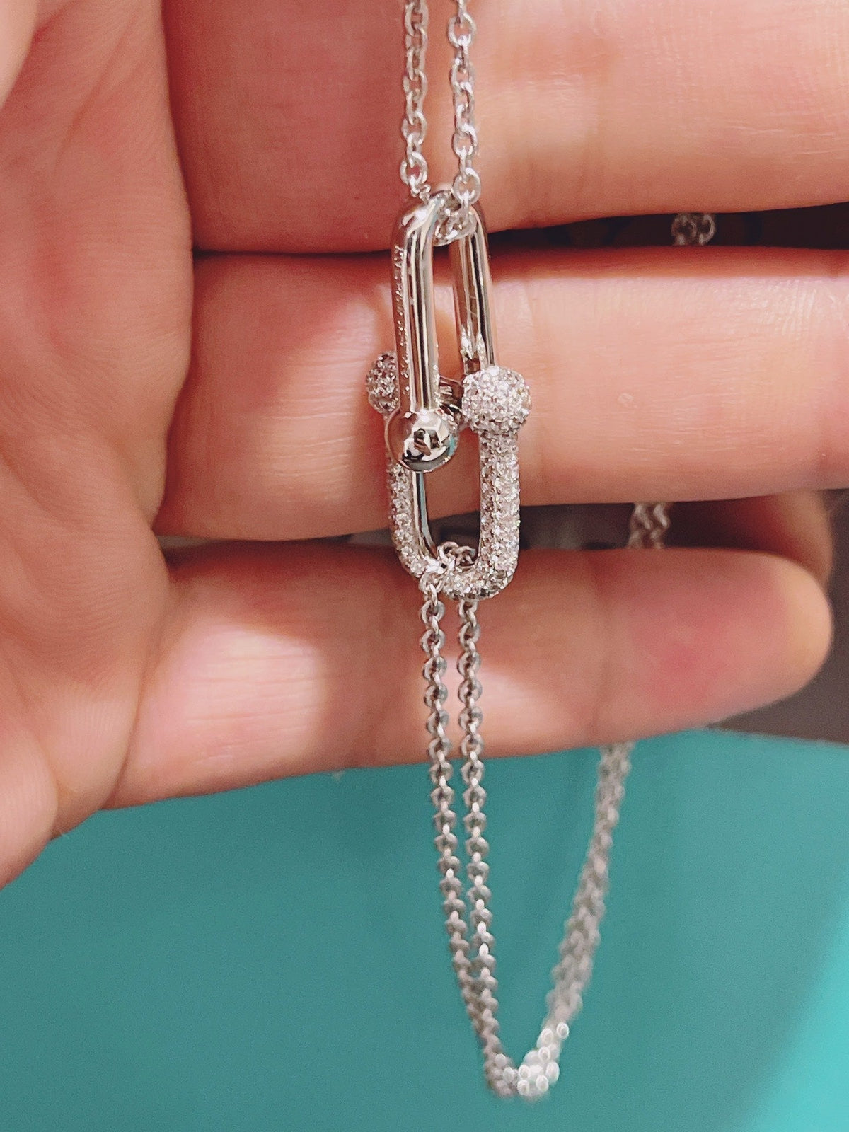 [Renovia Jewelry]HARDWEAR DOUBLE LINK PEDANT SILVER DIAMOND NECKLACE