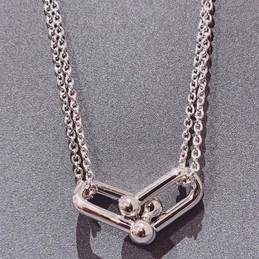 [Renovia Jewelry]HARDWEAR DOUBLE LINK PEDANT SILVER NECKLACE