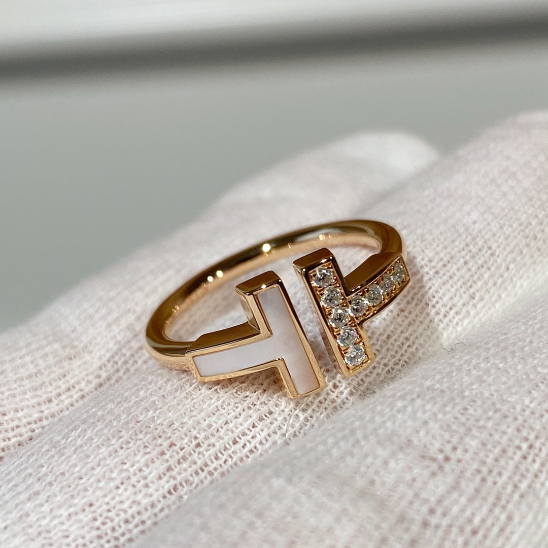 [Renovia Jewelry]T WIRE MOP DIAMOND RING PINK GOLD