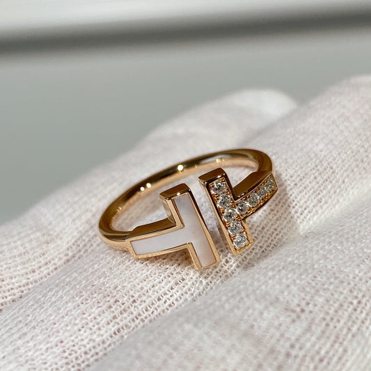 [Renovia Jewelry]T WIRE MOP DIAMOND RING PINK GOLD