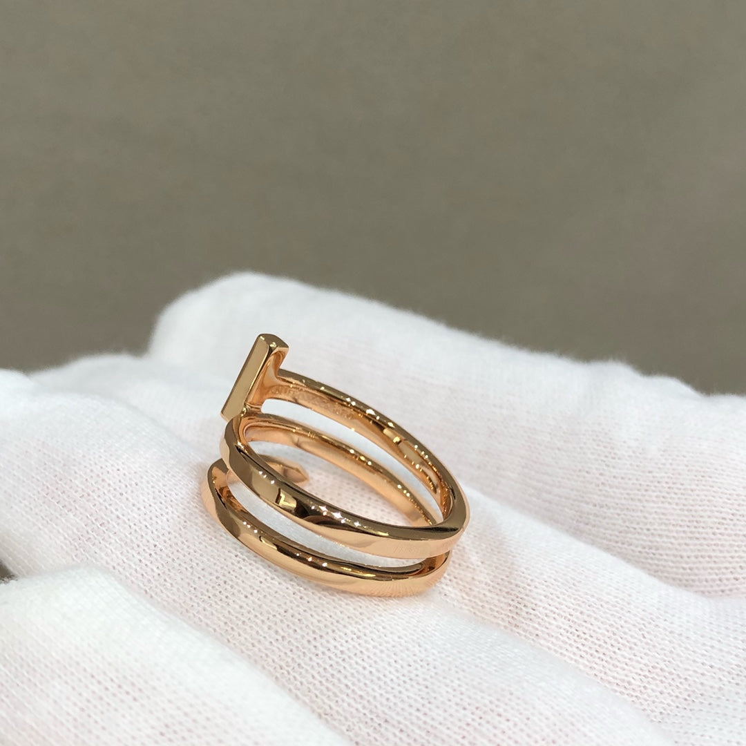 [Renovia Jewelry]T WIRE DOUBLE ROWS RING PINK GOLD