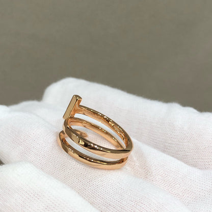 [Renovia Jewelry]T WIRE DOUBLE ROWS RING PINK GOLD