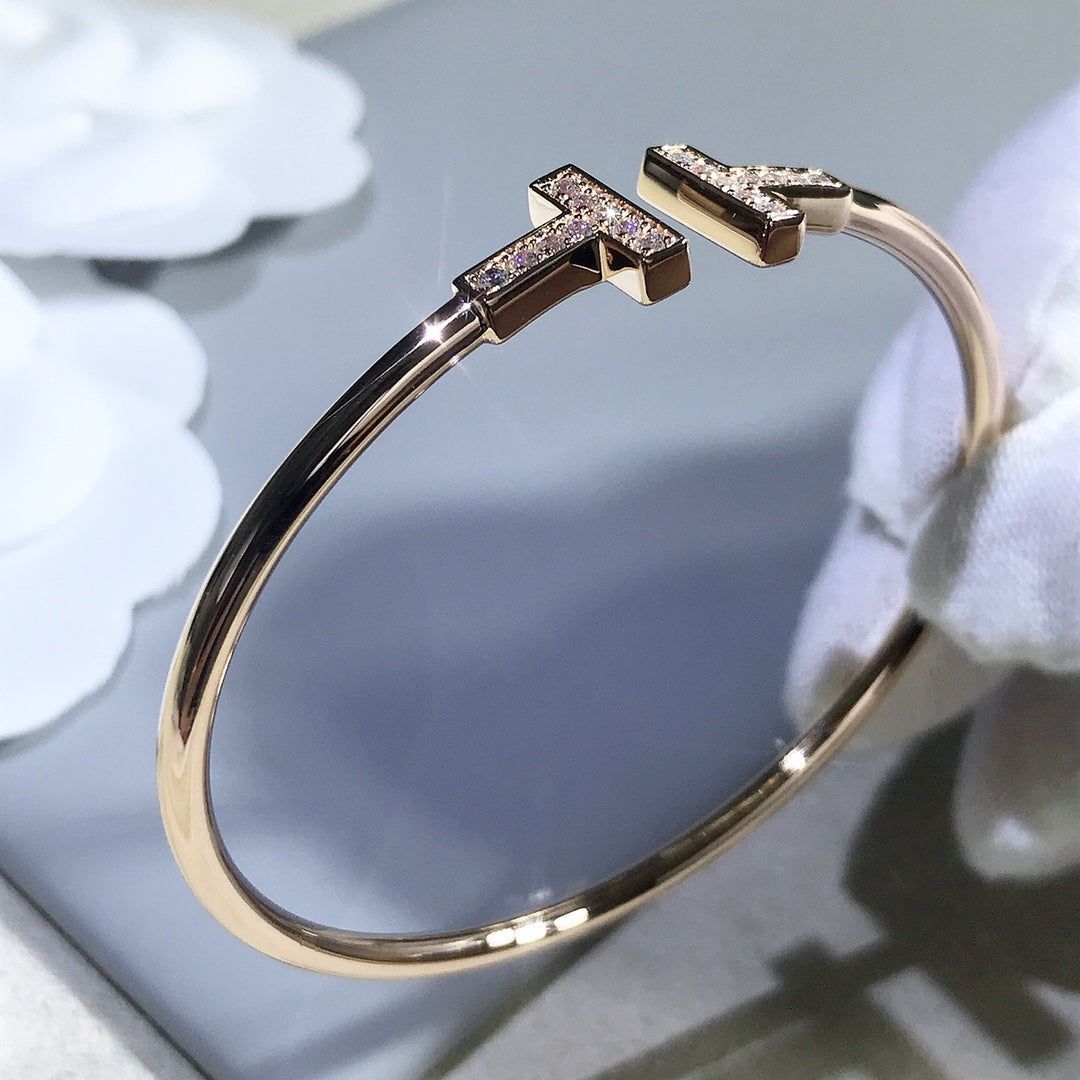 [Renovia Jewelry]T BRACELET PINK GOLD 1.8MM DIAMOND