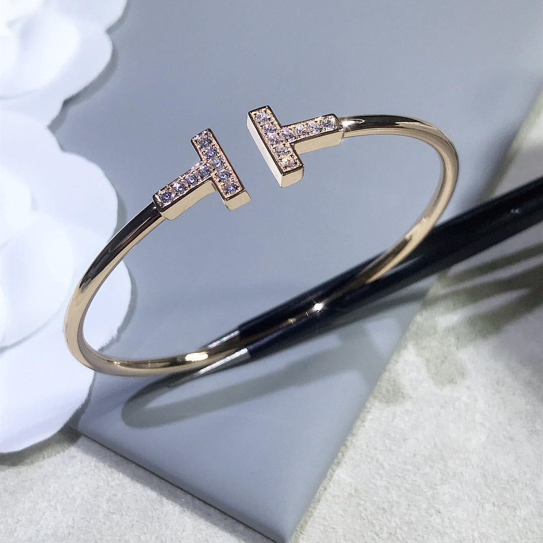[Renovia Jewelry]T BRACELET PINK GOLD 1.8MM DIAMOND