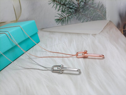 [Renovia Jewelry]HARDWEAR DROP DOUBLE LINK PEDANT NECKLACE