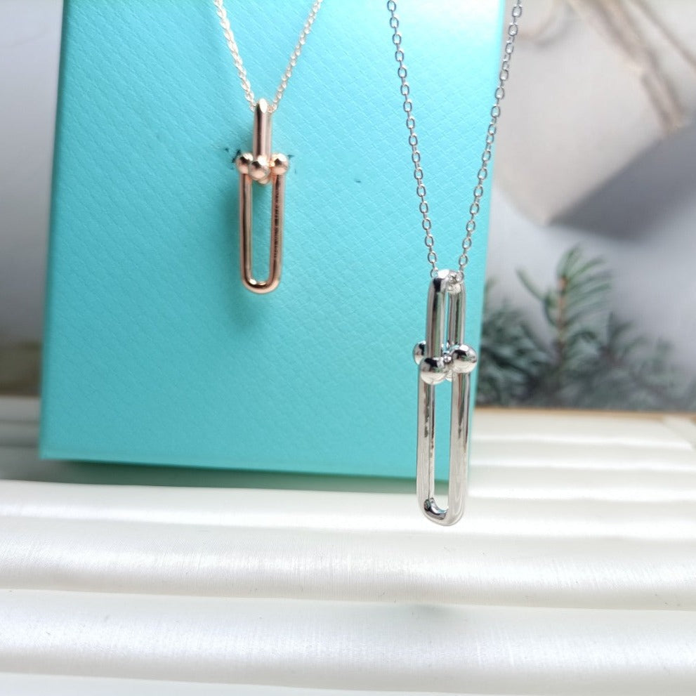 [Renovia Jewelry]HARDWEAR DROP DOUBLE LINK PEDANT NECKLACE