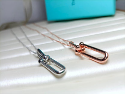 [Renovia Jewelry]HARDWEAR DROP DOUBLE LINK PEDANT NECKLACE