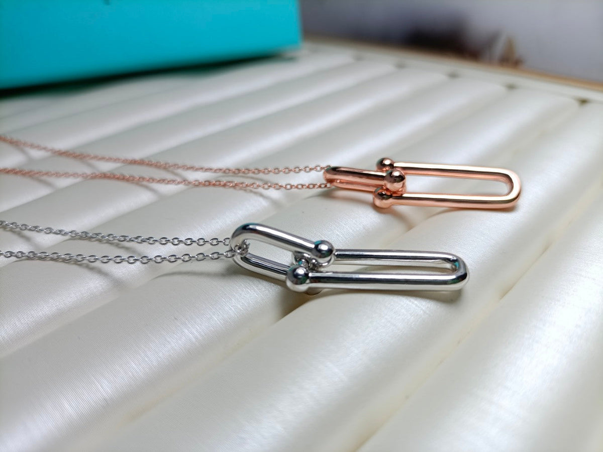 [Renovia Jewelry]HARDWEAR DROP DOUBLE LINK PEDANT NECKLACE