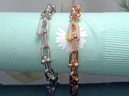 [Renovia Jewelry]HARDWEAR BRACELET PINK GOLD AND SILVER DIAMOND