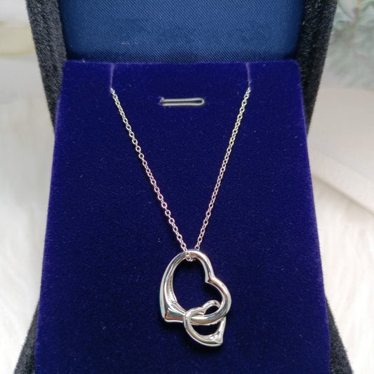 [Renovia Jewelry]DOUBLE HEART SILVER NECKLACE