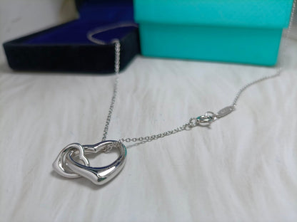 [Renovia Jewelry]DOUBLE HEART SILVER NECKLACE