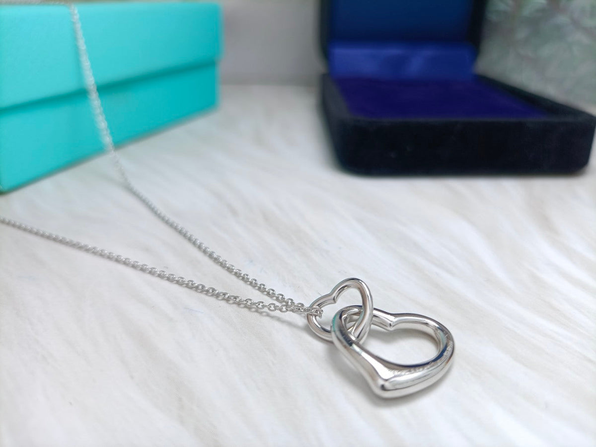 [Renovia Jewelry]DOUBLE HEART SILVER NECKLACE
