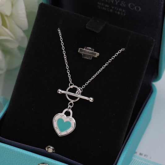 [Renovia Jewelry]DOUBLE HEART BLUE NECKLACE