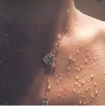 [Renovia Jewelry]KEY AND HEART SILVER NECKLACE