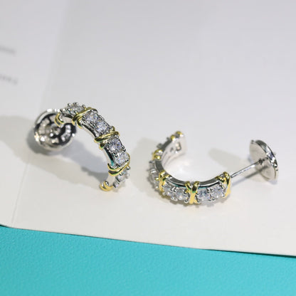 [Renovia Jewelry]TWENTY STONE HOOP GOLD EARRINGS