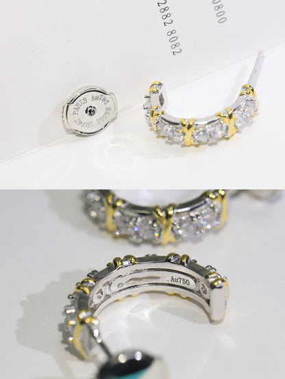 [Renovia Jewelry]TWENTY STONE HOOP GOLD EARRINGS