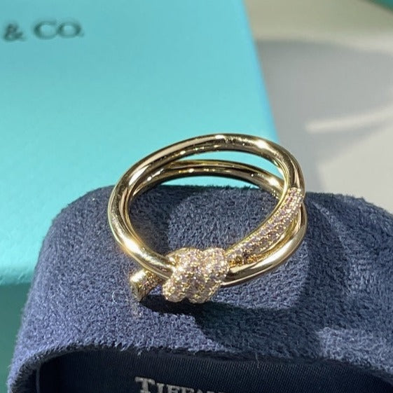 [Renovia Jewelry]KNOT RING DOUBLE ROW GOLD DIAMOND