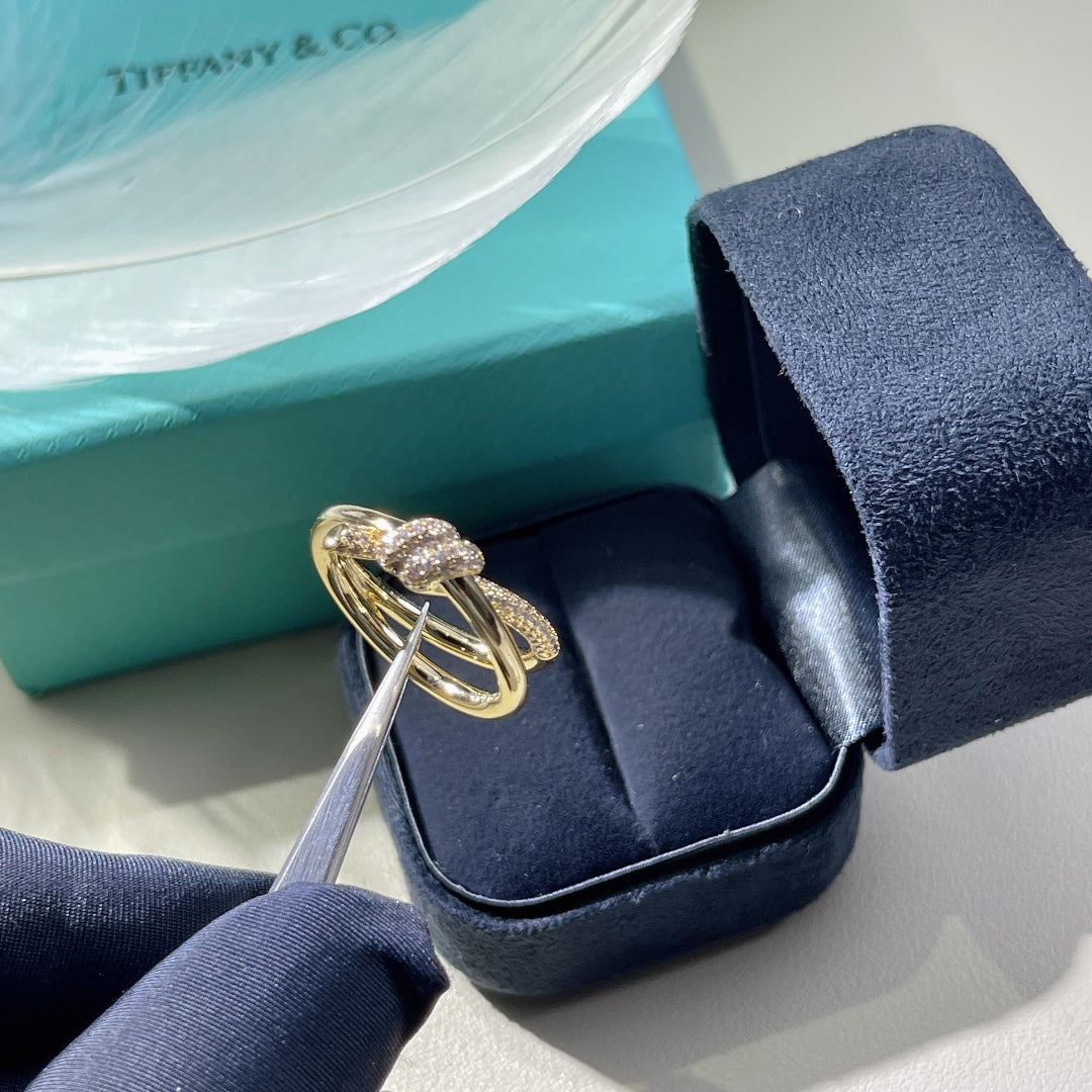 [Renovia Jewelry]KNOT RING DOUBLE ROW GOLD DIAMOND