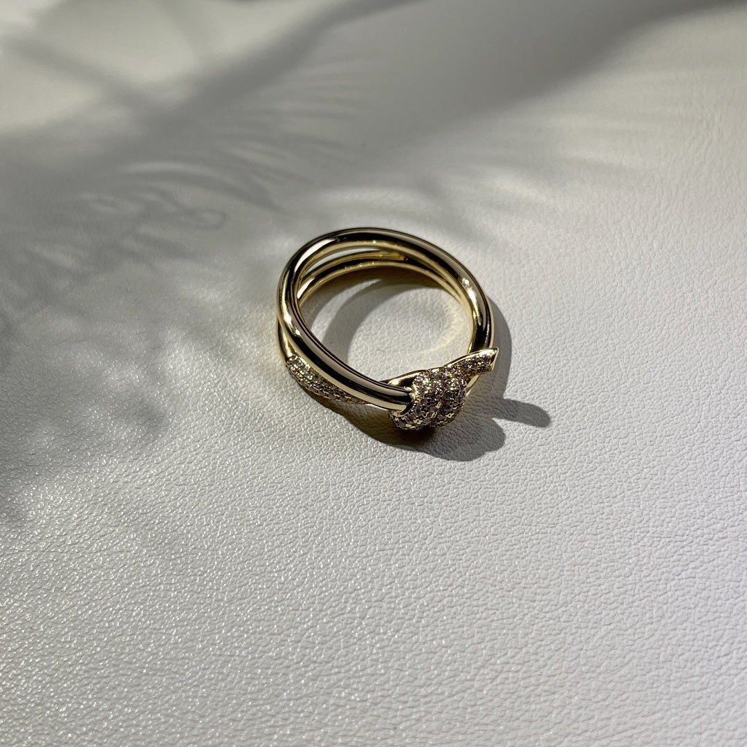 [Renovia Jewelry]KNOT RING DOUBLE ROW GOLD DIAMOND