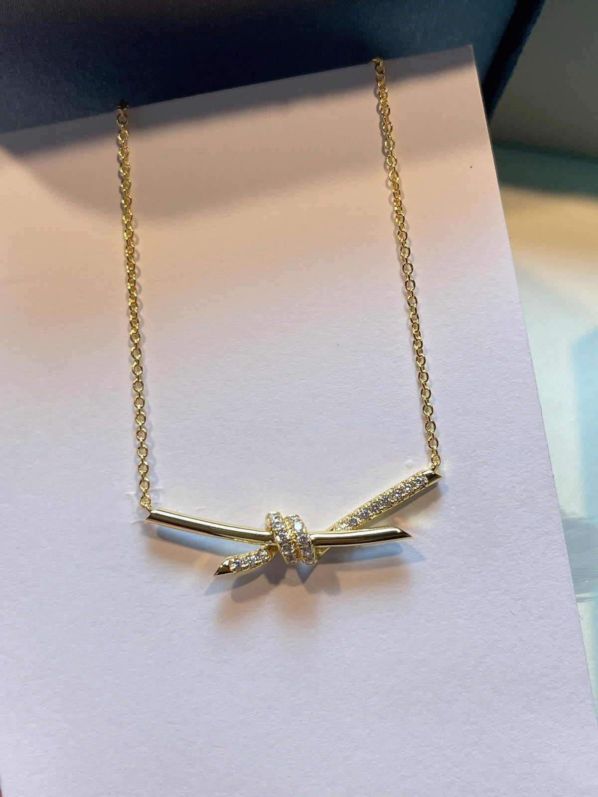 [Renovia Jewelry]KNOT NECKLACE GOLD DIAMONDS