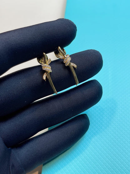 [Renovia Jewelry]KNOT EARRINGS GOLD DIAMOND