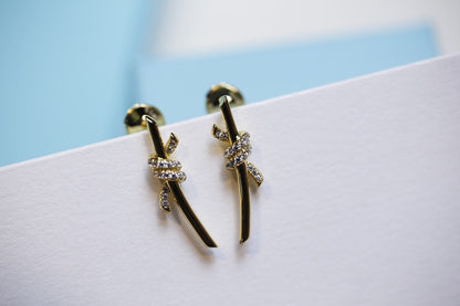 [Renovia Jewelry]KNOT EARRINGS GOLD DIAMOND