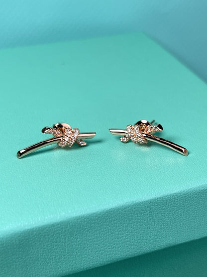 [Renovia Jewelry]KNOT EARRINGS PINK GOLD DIAMOND