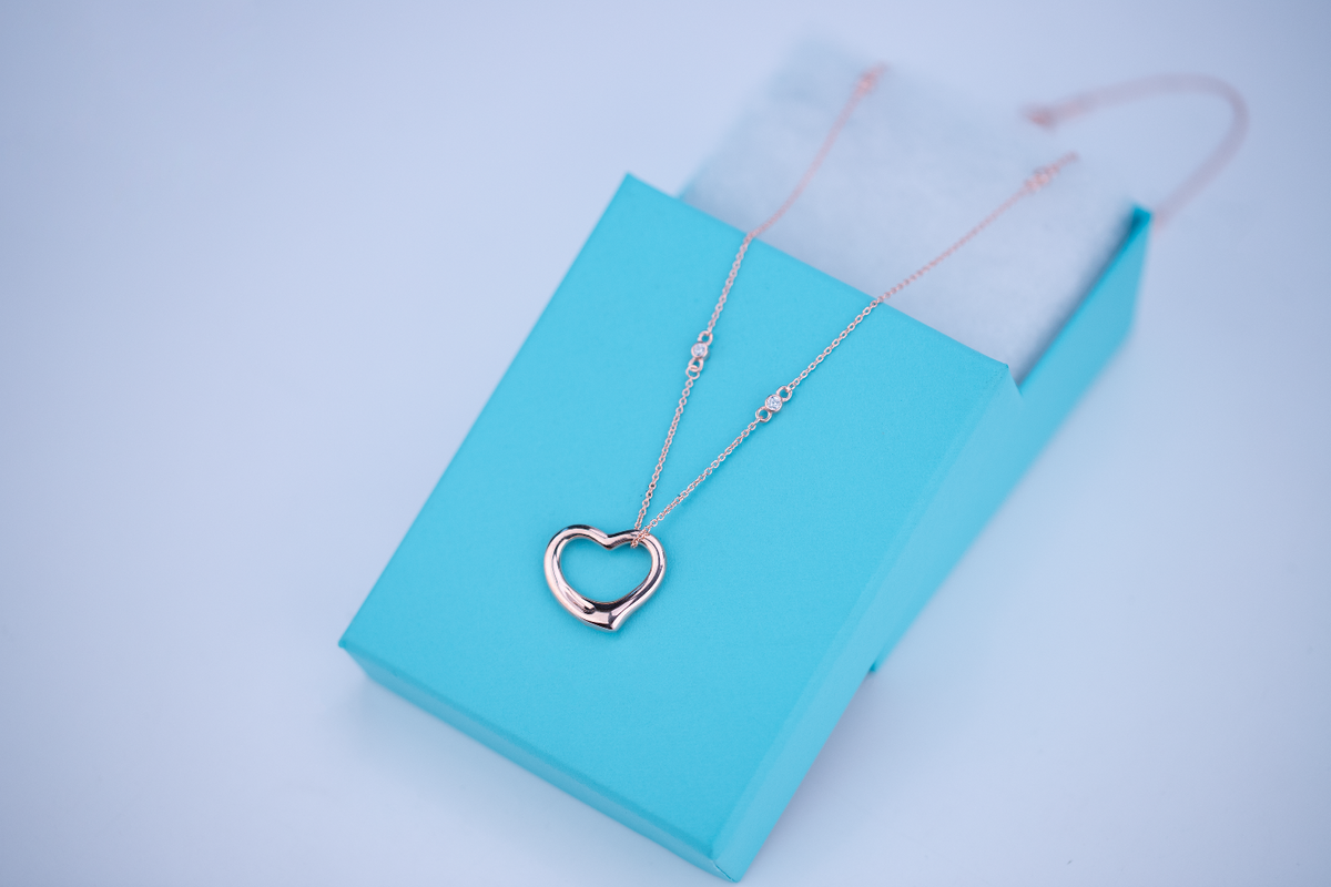 [Renovia Jewelry]OPEN HEART PEDANT PINK GOLD NECKLACE