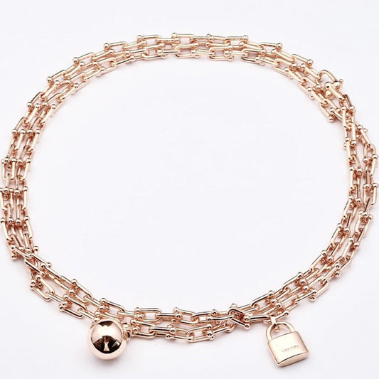 [Renovia Jewelry]HARDWEAR PINK GOLD WRAP NECKLACE