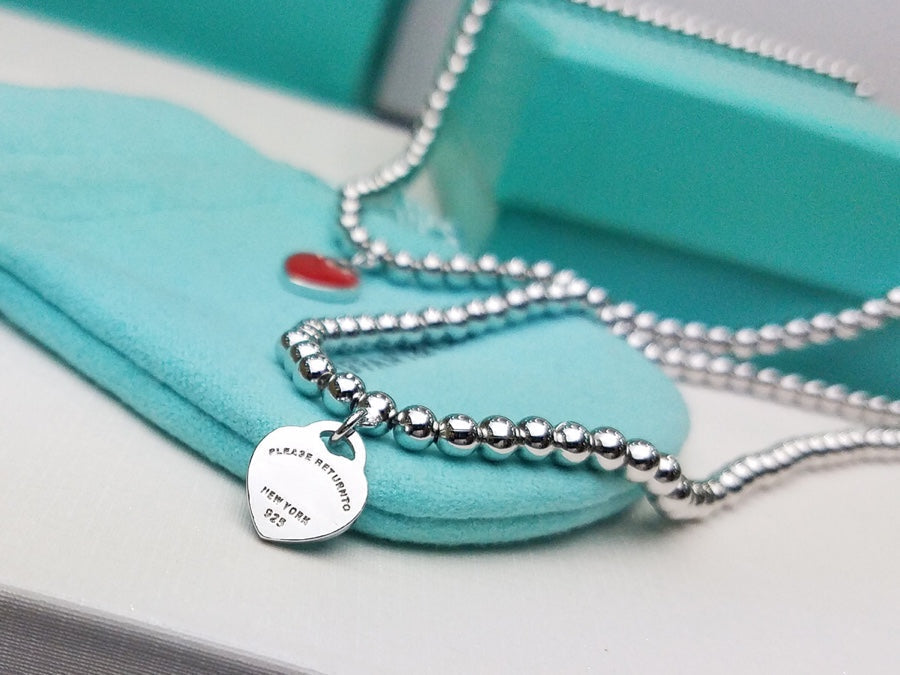 [Renovia Jewelry]HEART PEDANT SILVER BALL CHAIN NECKLACE