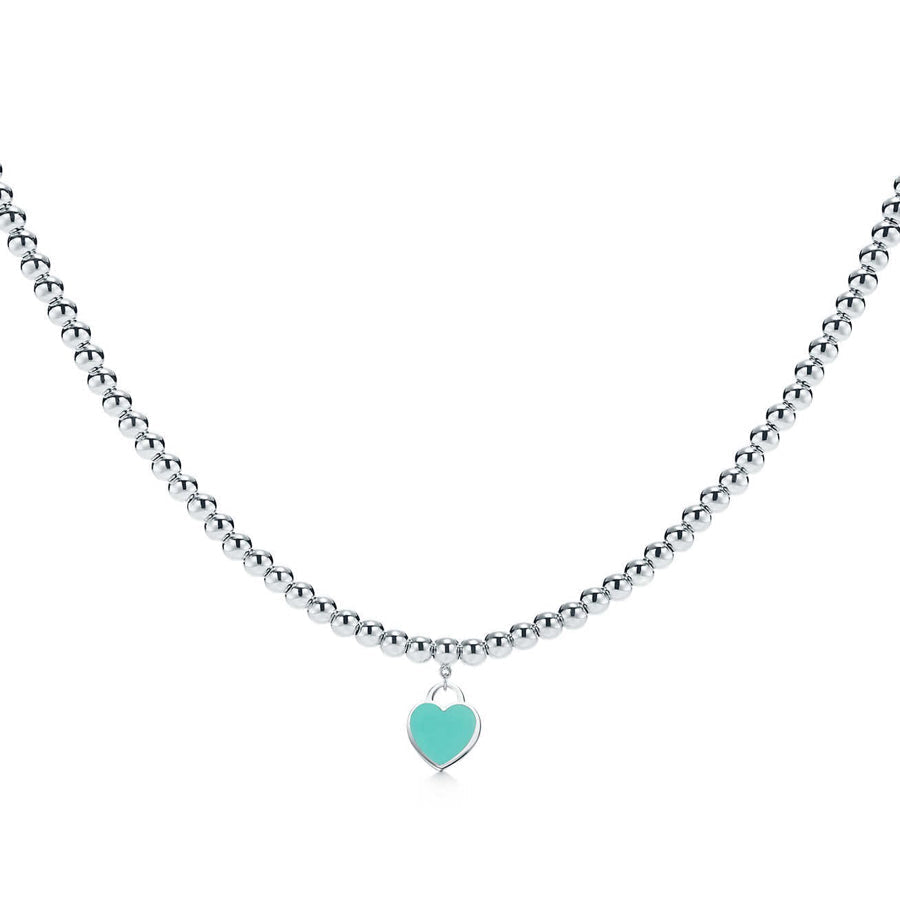 [Renovia Jewelry]HEART PEDANT SILVER BALL CHAIN NECKLACE