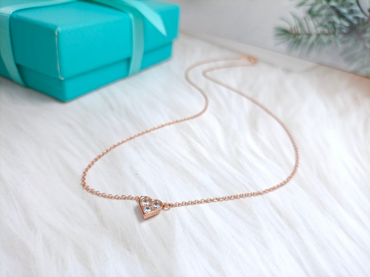 [Renovia Jewelry]HEART 3 DIAMONDS PEDANT NECKLACE