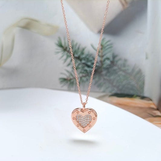 [Renovia Jewelry]HEART DIAMONDS PEDANT NECKLACE