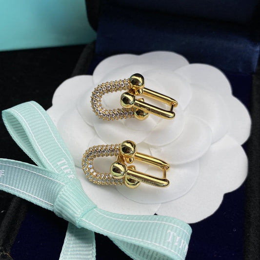 [Renovia Jewelry]HARDWEAR LINK DIAMOND GOLD EARRINGS