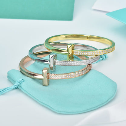 [Renovia Jewelry]WIDE DIAMONDS HINGED BANGLE