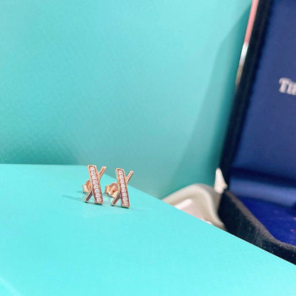 [Renovia Jewelry]X EARRINGS ROSE GOLD DIAMONDS