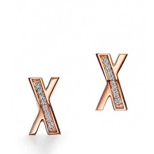 [Renovia Jewelry]X EARRINGS ROSE GOLD DIAMONDS