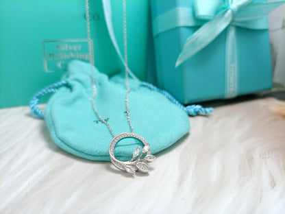 [Renovia Jewelry]DIAMOND VINE CIRCLE PENDANT PLATINUM NECKLACE