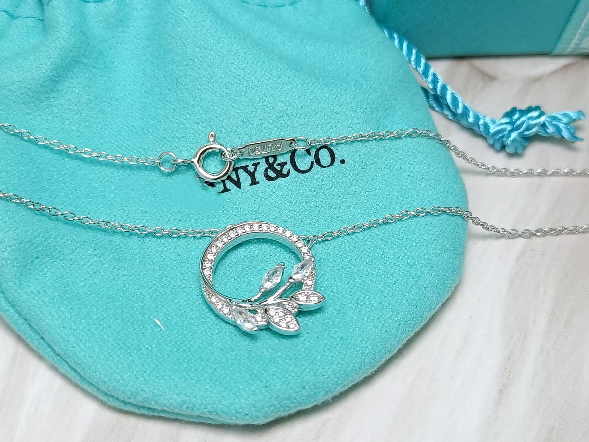 [Renovia Jewelry]DIAMOND VINE CIRCLE PENDANT PLATINUM NECKLACE