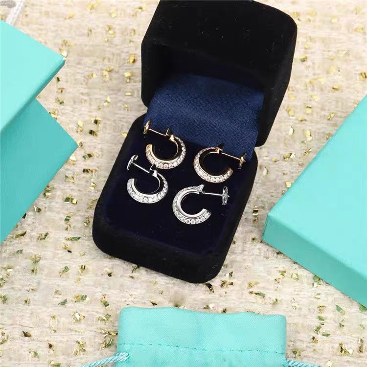 [Renovia Jewelry]HOOP EARRINGS IN ROSE GOLD WITH DIAMONDS