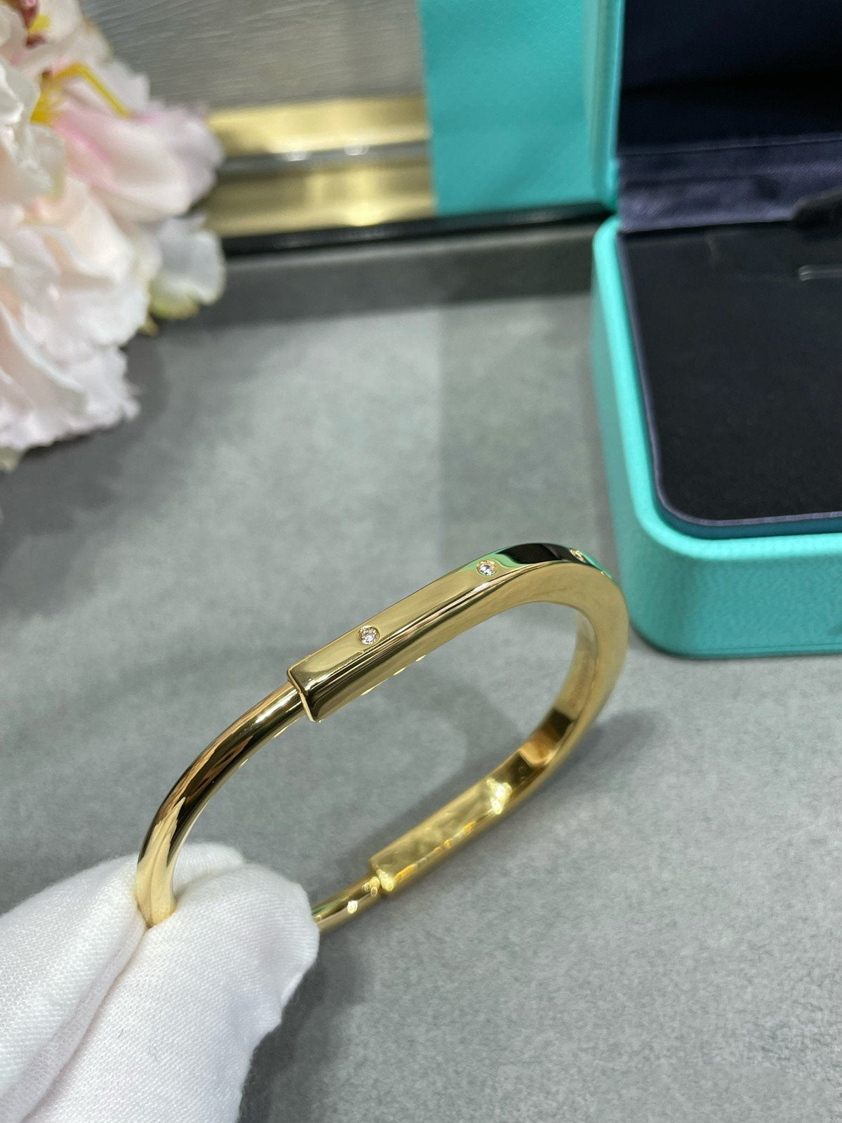[Renovia Jewelry]LOCK BRACELET 8 DIAMOND