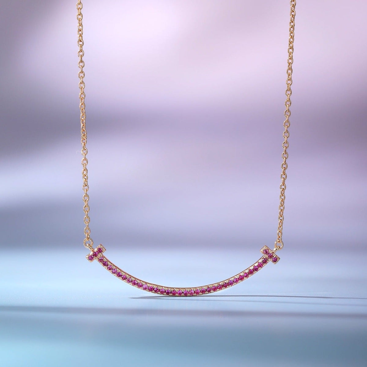 [Renovia Jewelry]BIG SMILE PEDANT PINK DIAMOND NECKLACE