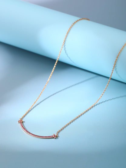 [Renovia Jewelry]BIG SMILE PEDANT PINK DIAMOND NECKLACE