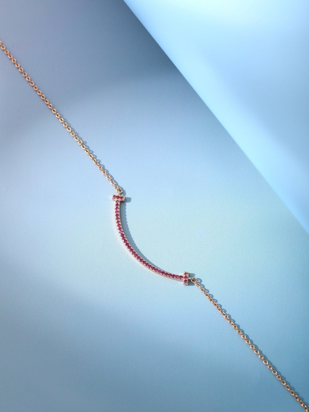 [Renovia Jewelry]BIG SMILE PEDANT PINK DIAMOND NECKLACE