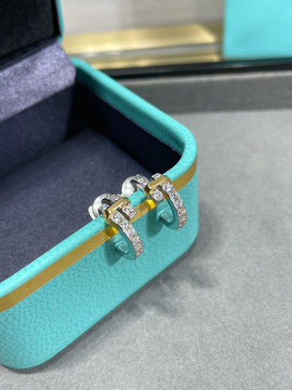 [Renovia Jewelry]EDGE DIAMOND PINK GOLD EARRINGS