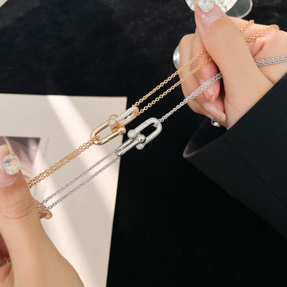 [Renovia Jewelry]HARDWEAR DIAMOND PEDANT DOUBLE CHAIN NECKLACE